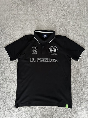 La Martina Man Polo Black Silver Size L New