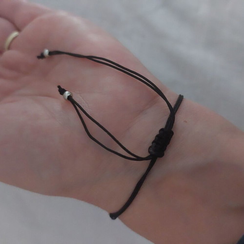 Macrame bracelet feather made of stainless steel new, black and silver