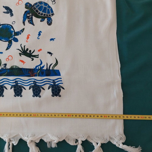 Large scarf-pareo white and blue like new, 172x0.95 cm