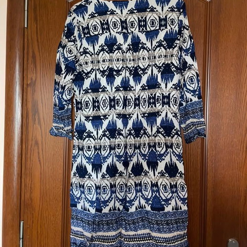 Colorful blue short kaftan pareo beachwear used, size M/L
