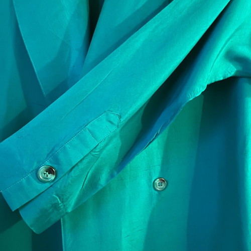 Ellen Tracy silk emerald coat refurbished, Medium/Large