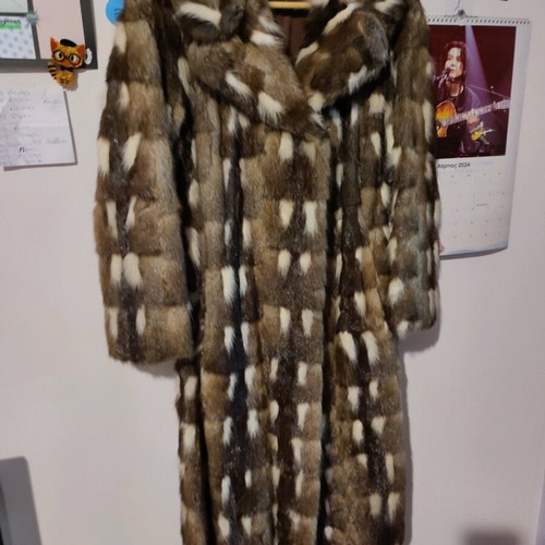 Vintage fur coat used, brown shades, size 40
