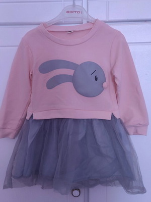 Long-sleeve tutu dress for 4 years like new, pink and gray