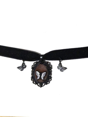 Butterfly Choker vintage goth style βελούδινο ρομαντικό