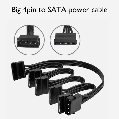 Molex power splitter cable to 5 SATA connectors new