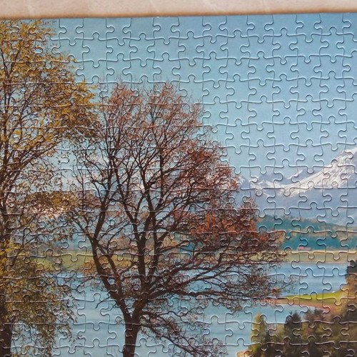 Puzzle board used with 1000 pieces glued on cardboard