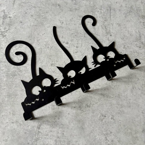 Metal hanger key holder with cats new
