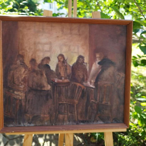 Vintage Scandinavian oil painting on canvas used