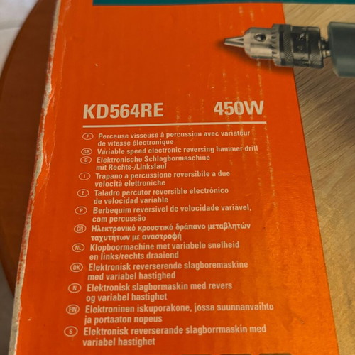 Black & Decker KD564RE electric drill used, 450W with hammer function