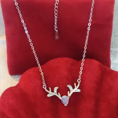 925 silver necklace with moonstone, 44cm