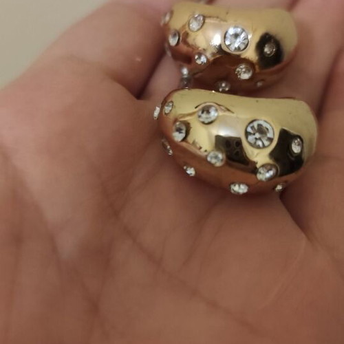 Gold earrings with rhinestones new