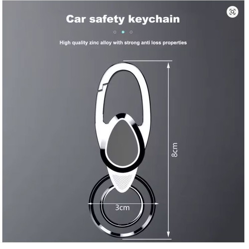 Opel metal keychain carabiner with 2 rings new silver