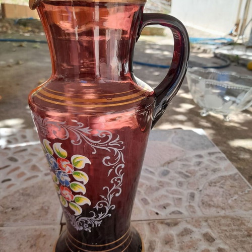 Collectible water pitcher set with 3 glasses, antique, like new