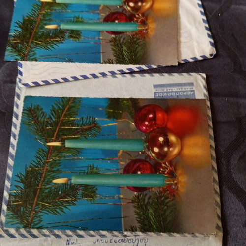 Two envelopes with postcards 1966 used, stamps and postmarks