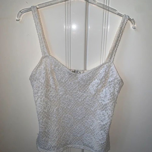 White set with lace top and transparent overlay, like new