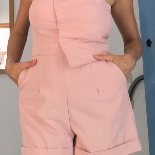 Pink salopette medium size new, one size