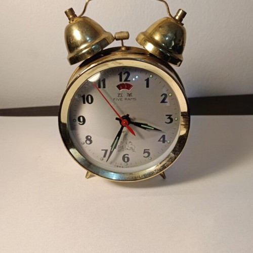 Five Rams table clock used, analog
