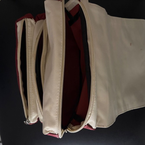 Aude Falbert travel toiletry bag 3 in 1 like new, burgundy and ecru