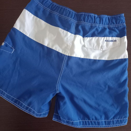 Pull & Bear men's swimwear used, size L, white and blue