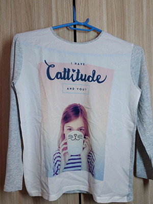Children's long-sleeve Zara shirt like new, white and gray, age 11