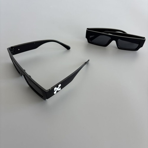 Chunky black rectangular sunglasses with cross detail used
