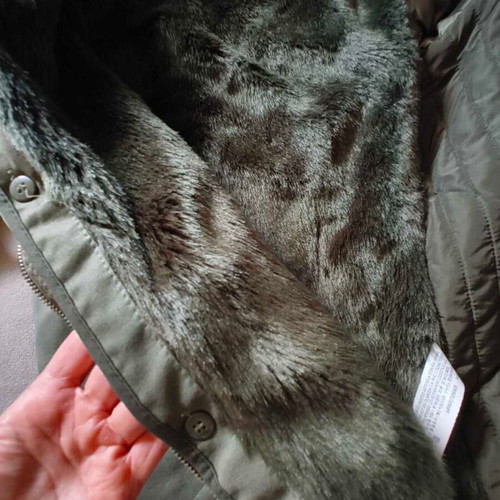 Bershka parka small, like new, green with removable fur hood
