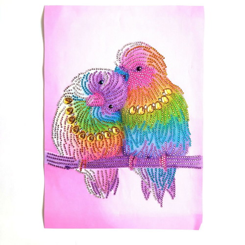 Diamond painting canvas of parrot couple new 30x40 without frame