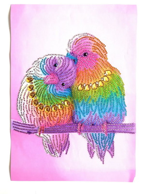 Diamond painting canvas of parrot couple new 30x40 without frame