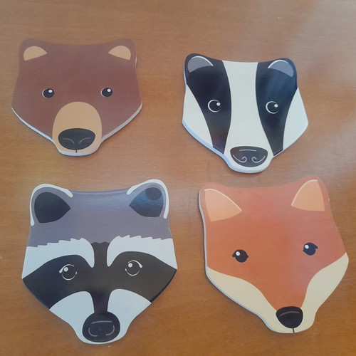 Set of 4 wooden animal coasters