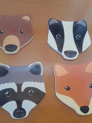Set of 4 wooden animal coasters