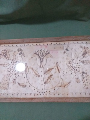 Wooden serving tray used, vintage, 21×41 cm