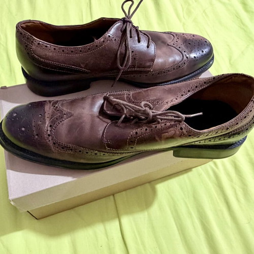Clarks men's casual leather shoes, brown, size 44