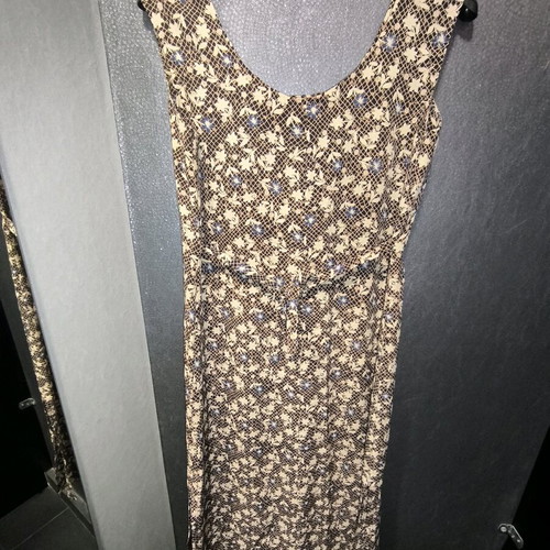 Vintage καφέ φόρεμα midi με λουλούδια customised σαν καινούργιο