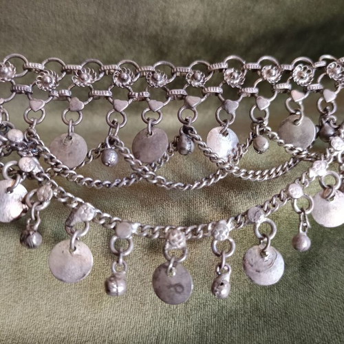 Collectible handmade tribal belly dance belt silver like new adjustable