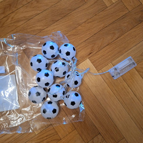 Led light garland with football balls new without batteries