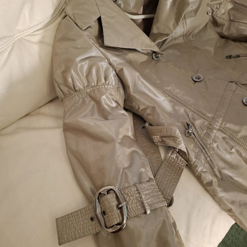 Modern 3-in-1 jacket like new with natural fox fur beige and gold