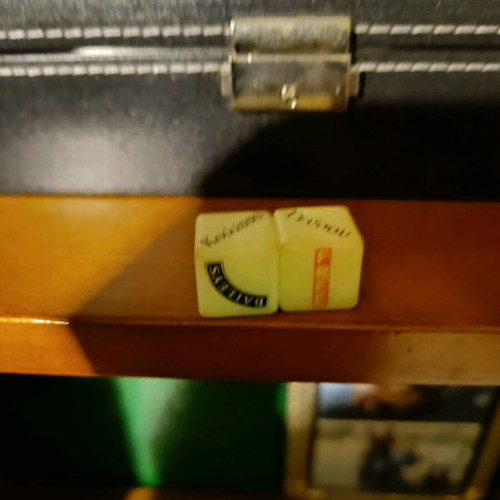 Phosphorescent dice used from Free magazine