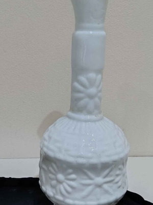 Opalina Carafe 1960 vintage, like new with embossed floral design
