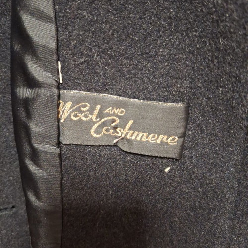 Wool & Cashmere Women's Coat used, charcoal, size 14, with belt