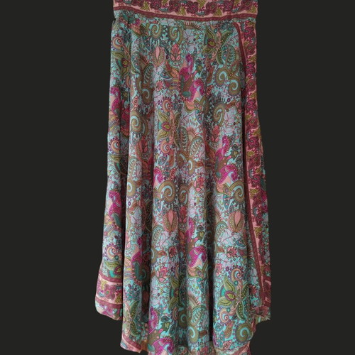 Boho maxi skirt new, colorful paisley print with elastic back waist