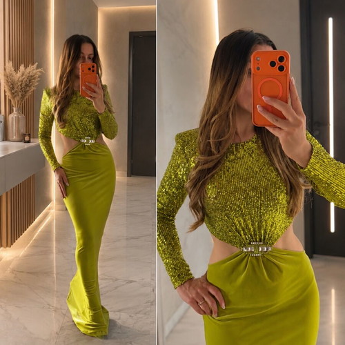 Elisabetta Franchi long dress like new, size S, green