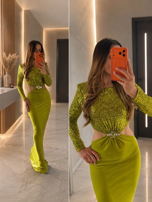 Elisabetta Franchi long dress like new, size S, green