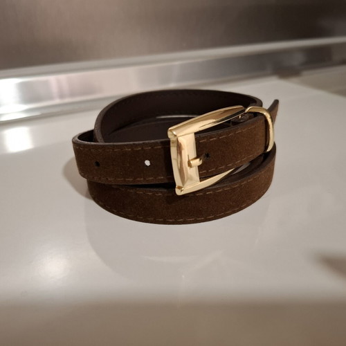 Thin women's belt dark brown with gold buckle new