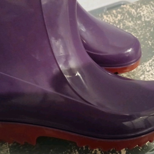 See by Chloe' rain boots new purple with red laces