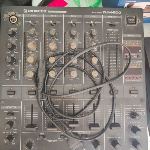Pioneer DJM-500 mixer and Pioneer EFX500 silver effect processor used