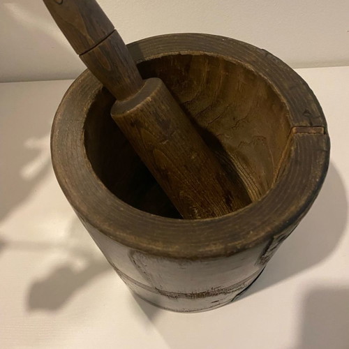 Wooden mortar old