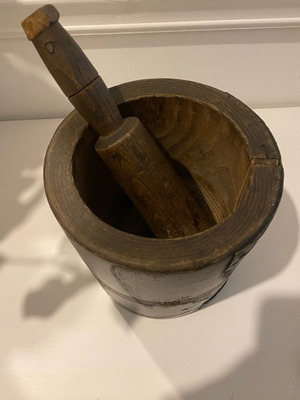 Wooden mortar old