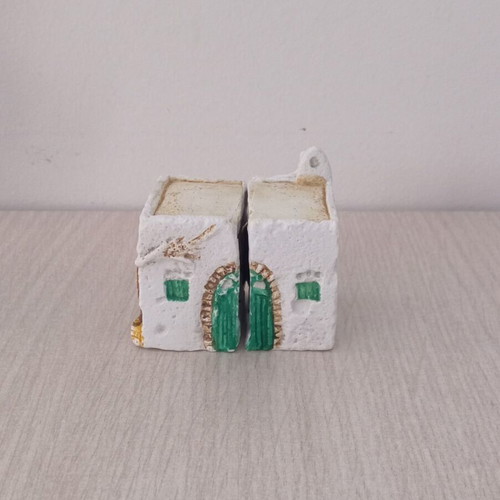 Handmade plaster decorative miniature used, Cycladic house