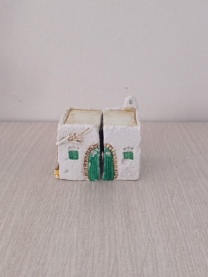 Handmade plaster decorative miniature used, Cycladic house