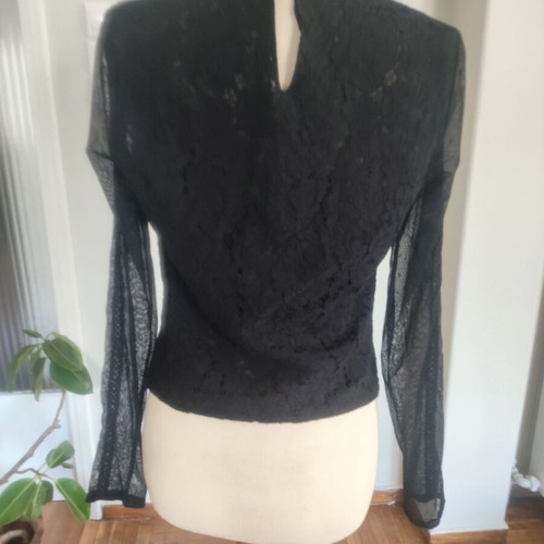 Guess Black Blouse S/M Like New With Transparent Sleeves